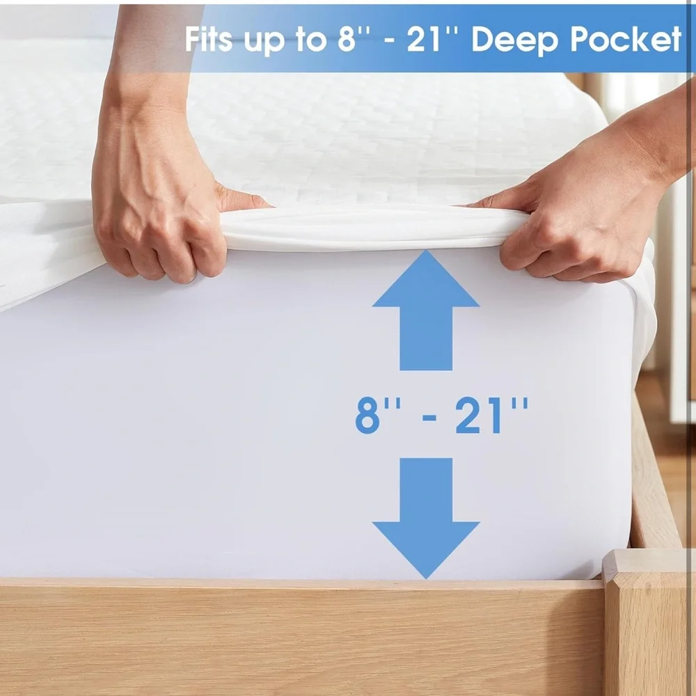 Waterproof Mattress Protector Queen Size Mattress Cover Mattress Pad 8”-21” OW - Picture 6 of 11